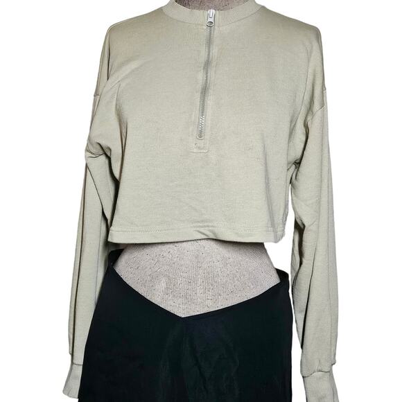 Green Crop Pullover Sweatshirt Size 6 - Picture 1 of 3
